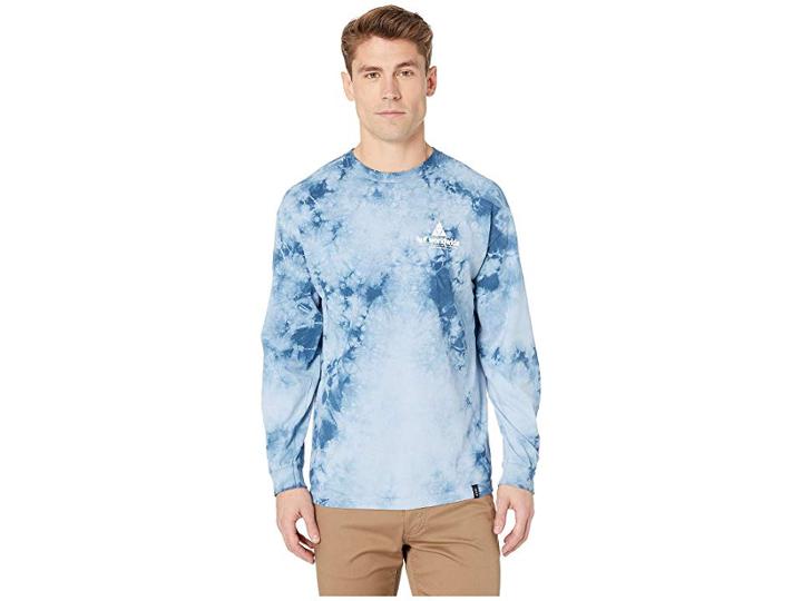 Huf Peak Logo Crystal Wash Long Sleeve Tee (forever Blue) Men's T Shirt