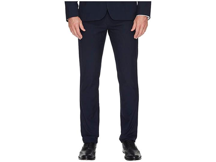 Calvin Klein Slim Fit Fine Cord Stripe Bi-stretch Pants (sky Captain) Men's Casual Pants