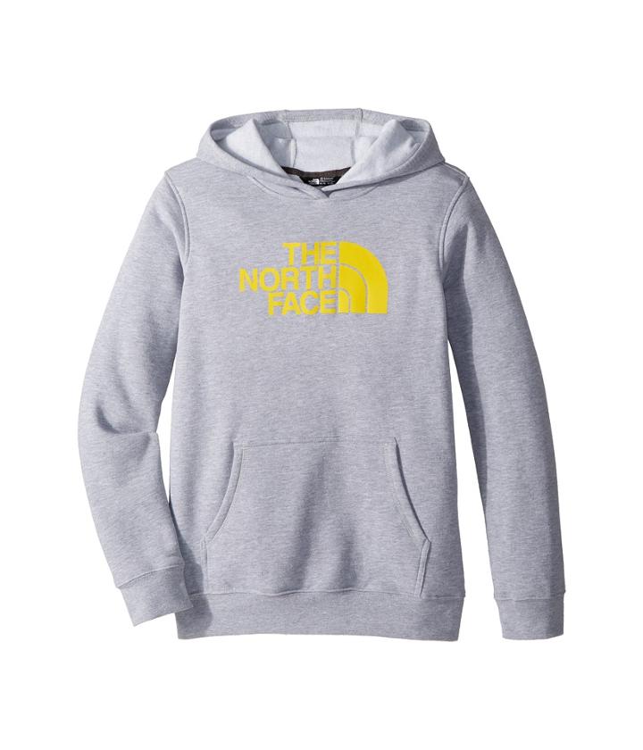 The North Face Kids Logowear Pullover Hoodie (little Kids/big Kids) (tnf Light Grey Heather/canary Yellow) Boy's Sweatshirt