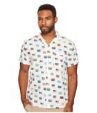 Original Penguin Short Sleeve Cassette Print On Dobby Shirt (bright White) Men's Short Sleeve Button Up