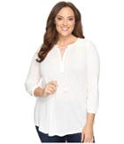 Lucky Brand Plus Size Lace Front Peasant (marshmallow) Women's Clothing