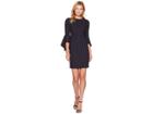 Tahari By Asl Pinstripe Bell Sleeve Sheath Dress (navy/ivory) Women's Dress