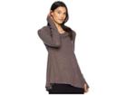 Michael Stars Madison Brushed Long Sleeve Convertible Top With Thumbholes (heather Sepia) Women's Clothing