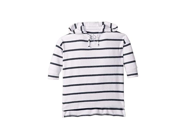 Chaser Kids Super Soft Love Knit Split Side 3/4 Sleeve Pullover Hoodie (toddler/little Kids) (stripe) Girl's Sweatshirt