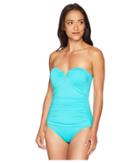 Tommy Bahama Pearl V-front Bandeau One-piece Swimsuit (ming Jade) Women's Swimsuits One Piece