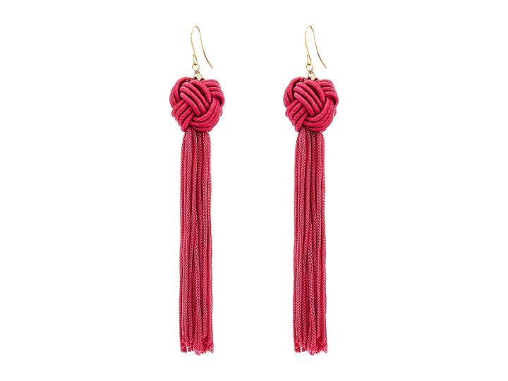 Vanessa Mooney Astrid Knotted Tassel Earrings (fuchsia) Earring