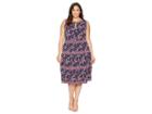 Michael Michael Kors Plus Size Blooms Border Tier Dress (true Navy/bright Blush) Women's Dress