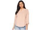 Lucky Brand Woven Gauze Mix Henley Top (misty Rose) Women's Clothing