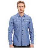 G-star 3301 Shirt Long Sleeve (imperial Blue/white) Men's Clothing