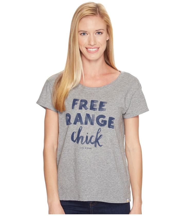 Life Is Good Free Range Chick Breezy Tee (heather Gray) Women's T Shirt