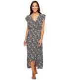 Splendid Printed Ruffle Wrap Dress (black Multi) Women's Dress