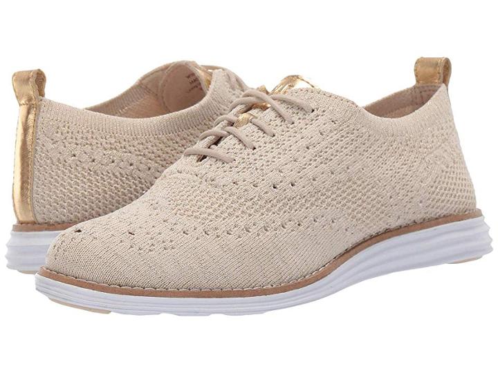 Cole Haan Original Grand Knit Wingtip Oxford (brazilian Sand/ch Gold Metallic Knit/optic White) Women's Shoes