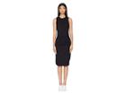 Halston Heritage Sleeveless Scoop Neck Ruched Midi Jersey Dress (black) Women's Dress