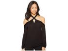 Lanston Halter Neck Long Sleeve Top (black) Women's Long Sleeve Pullover