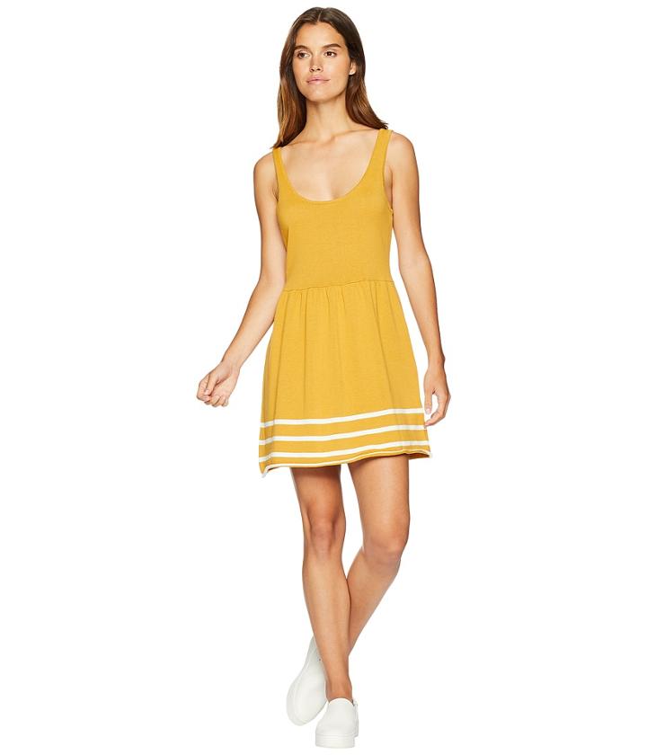 Minkpink Venus Stripe Hem Knit Dress (marigold/off-white) Women's Dress