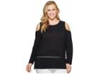 Michael Michael Kors Plus Size Long Sleeve Cold Shoulder Insert Top (black) Women's Clothing