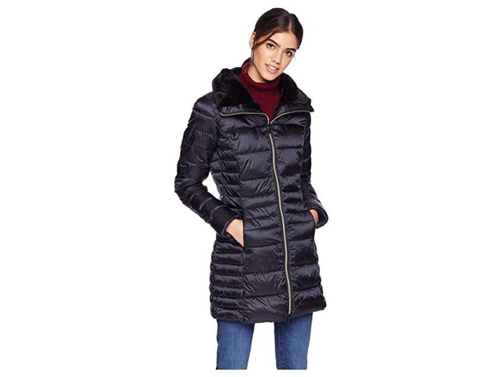 Save The Duck Faux Fur Iridescent Basic (black) Women's Coat
