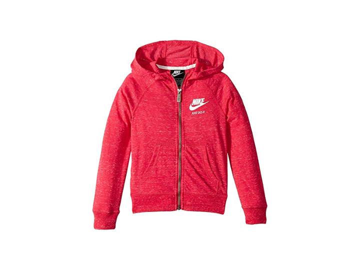 Nike Kids Gym Vintage Full Zip Hoodie (little Kids) (rush Pink) Girl's Sweatshirt