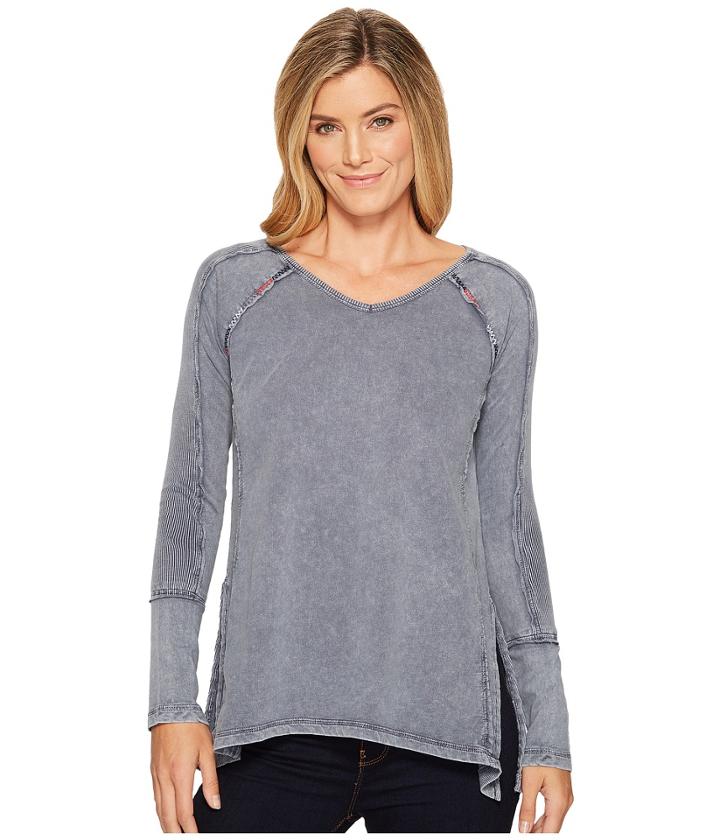 Mod-o-doc Lightweight French Terry Raglan Pullover With Rib Contrast (steel) Women's Sweatshirt