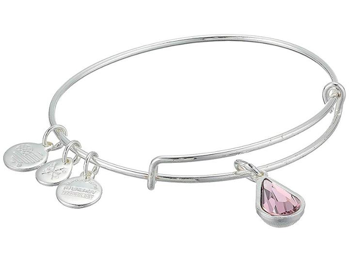 Alex And Ani Swarovski Teardrop Color Code Bangle (light Amethyst 1) Bracelet