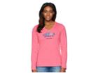 Life Is Good Americana Camp Crusher Vee Long Sleeve Tee (fiesta Pink) Women's T Shirt
