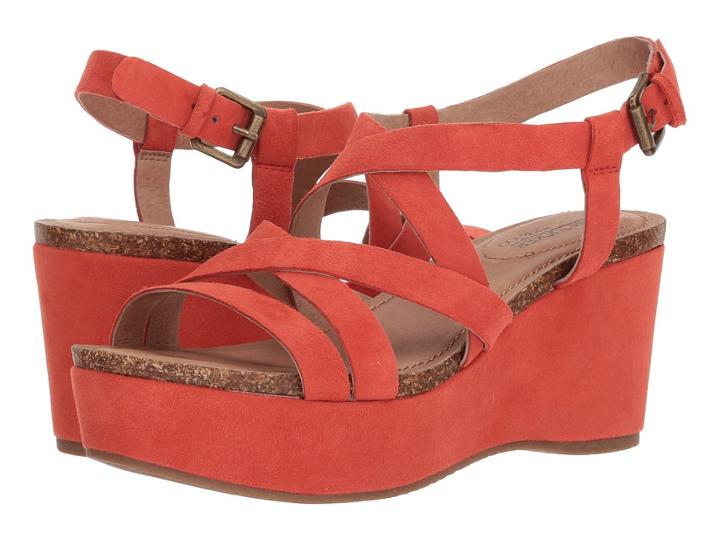 Me Too Bria (red Orange Kid Suede) Women's Wedge Shoes