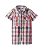 Columbia Kids Bonehead Romper (infant) (sunset Red Plaid) Kid's Jumpsuit & Rompers One Piece