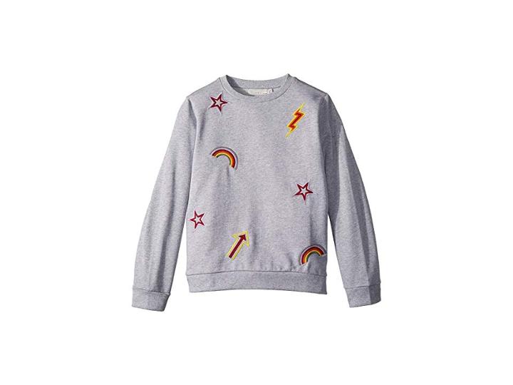 Stella Mccartney Kids Betty Sweatshirt W/ Rainbow And Arrow Patches (toddler/little Kids/big Kids) (grey) Girl's Sweatshirt