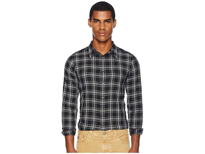 Paul Smith Long Sleeve Tailored Fit Shirt Plaid (black/white Plaid) Men's T Shirt