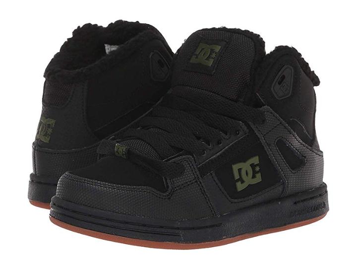 Dc Kids Pure High-top Wnt (little Kid/big Kid) (black/black/green) Boys Shoes
