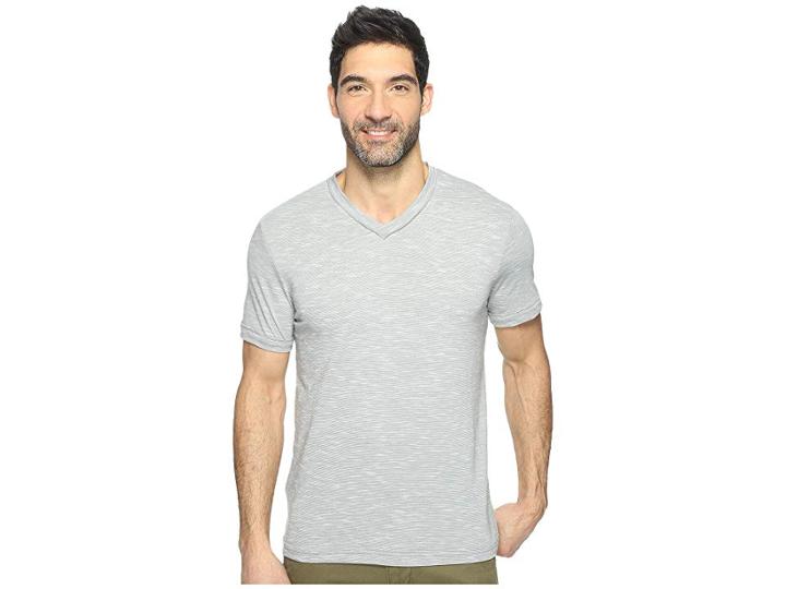 Perry Ellis Texture Slub V-neck Tee Shirt (monument) Men's Clothing