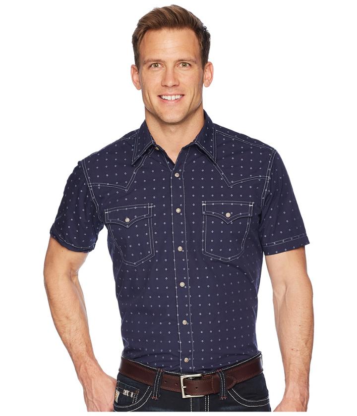 Wrangler Short Sleeve Retro Premium Shirt Dobby (navy) Men's Clothing