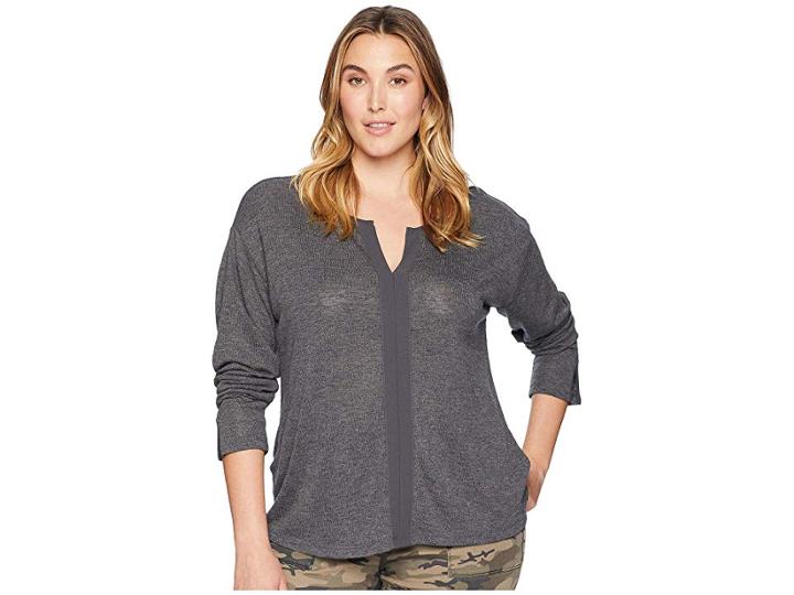 Sanctuary Plus Size Sienna Mix Top (heather Charcoal) Women's T Shirt