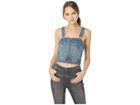 Juicy Couture Zip Front Denim Crop Top (paige Wash) Women's Clothing