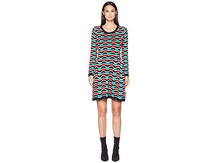 M Missoni Checker Ripple Long Sleeve Dress (ivory) Women's Dress