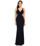 Faviana Jersey V-neck Side Out 7541 (navy) Women's Dress