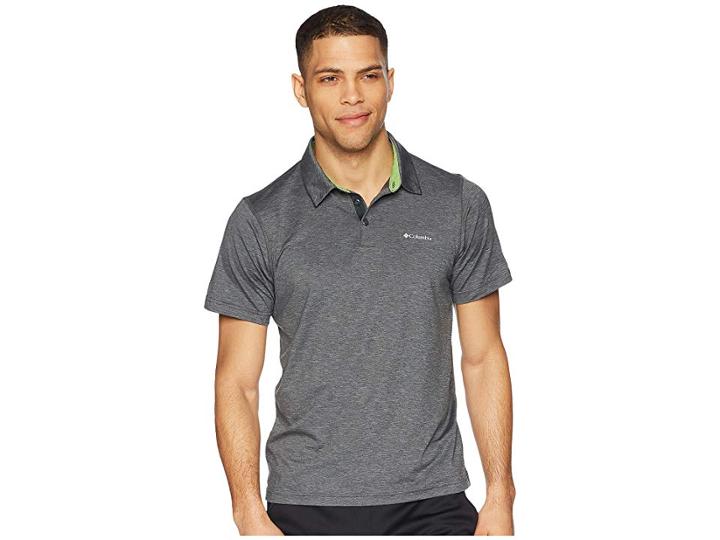 Columbia Tech Trail Polo (shark/spring Spacedye) Men's Short Sleeve Pullover