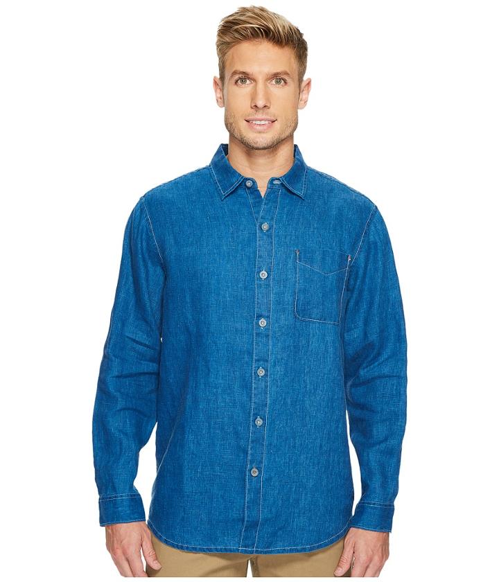 Tommy Bahama Sea Glass Breezer Long Sleeve Shirt (bering Blue) Men's Long Sleeve Button Up