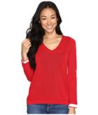 Nydj Petite Petite Twofer Sweater (red Ribbon) Women's Clothing