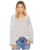 Free People Striped Island Girl Hacci (white) Women's Long Sleeve Pullover