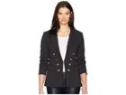 Catherine Catherine Malandrino Long Sleeve Blazer (black/white Pinstripe) Women's Jacket