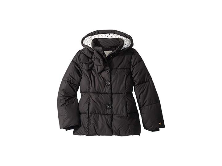 Kate Spade New York Kids Bow Puffer Coat (little Kids/big Kids) (black) Girl's Coat