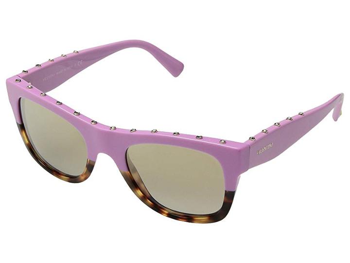 Valentino Va 4023 (rose/yellow Cubed Havana/transparent Crystals/mirror Light Gold) Fashion Sunglasses