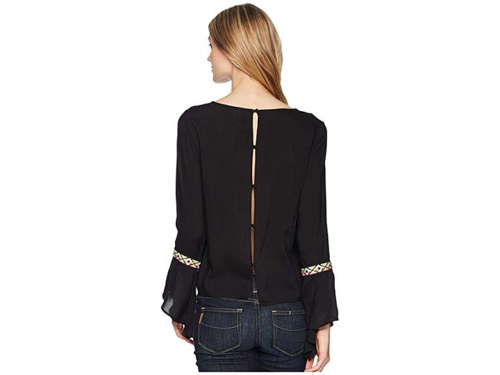 Roper 1620 Rayon Long Sleeve Scoop Neck Blouse (black) Women's Clothing