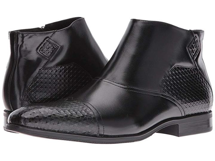 Stacy Adams Faramond Modified Cap Toe Side Zipper Boot (black) Men's Zip Boots