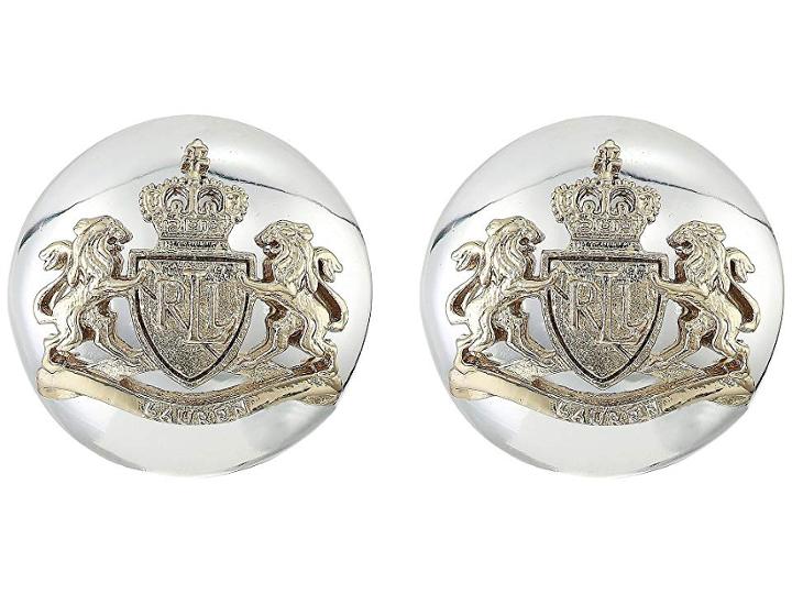 Lauren Ralph Lauren Crest Clip Button Earrings (two-tone) Earring