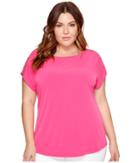 Michael Michael Kors Plus Size Metal Ball Chain Short Sleeve Tee (electric Pink) Women's T Shirt
