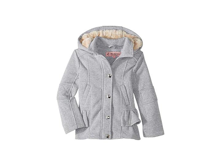 Urban Republic Kids Elena Fleece Hooded Jacket W/ Ruffles (little Kids/big Kids) (heather Grey) Girl's Jacket