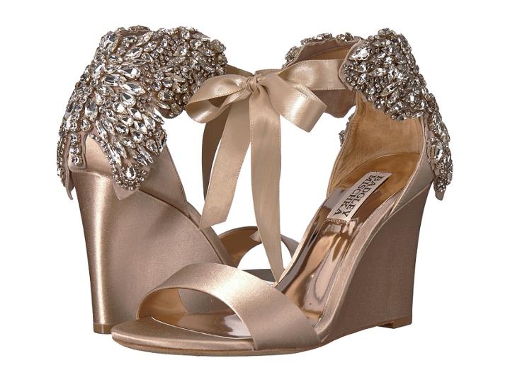 Badgley Mischka Heather (nude Satin) Women's Wedge Shoes