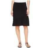 Mod-o-doc Slub Jersey Short Skirt With Asymmetrical Ruffle (black) Women's Skirt